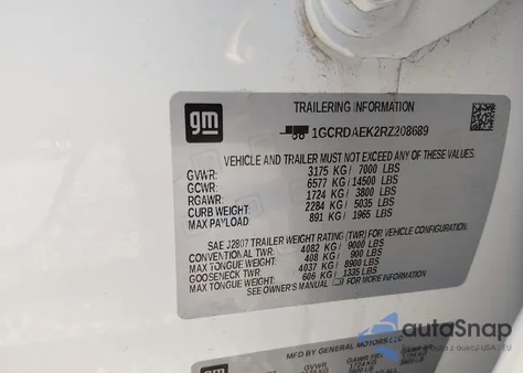 2024 Chevrolet Silverado 1500 4Wd Standard Bed Wt z USA, uszkodzony, nr VIN 1GCRDAEK2RZ208689